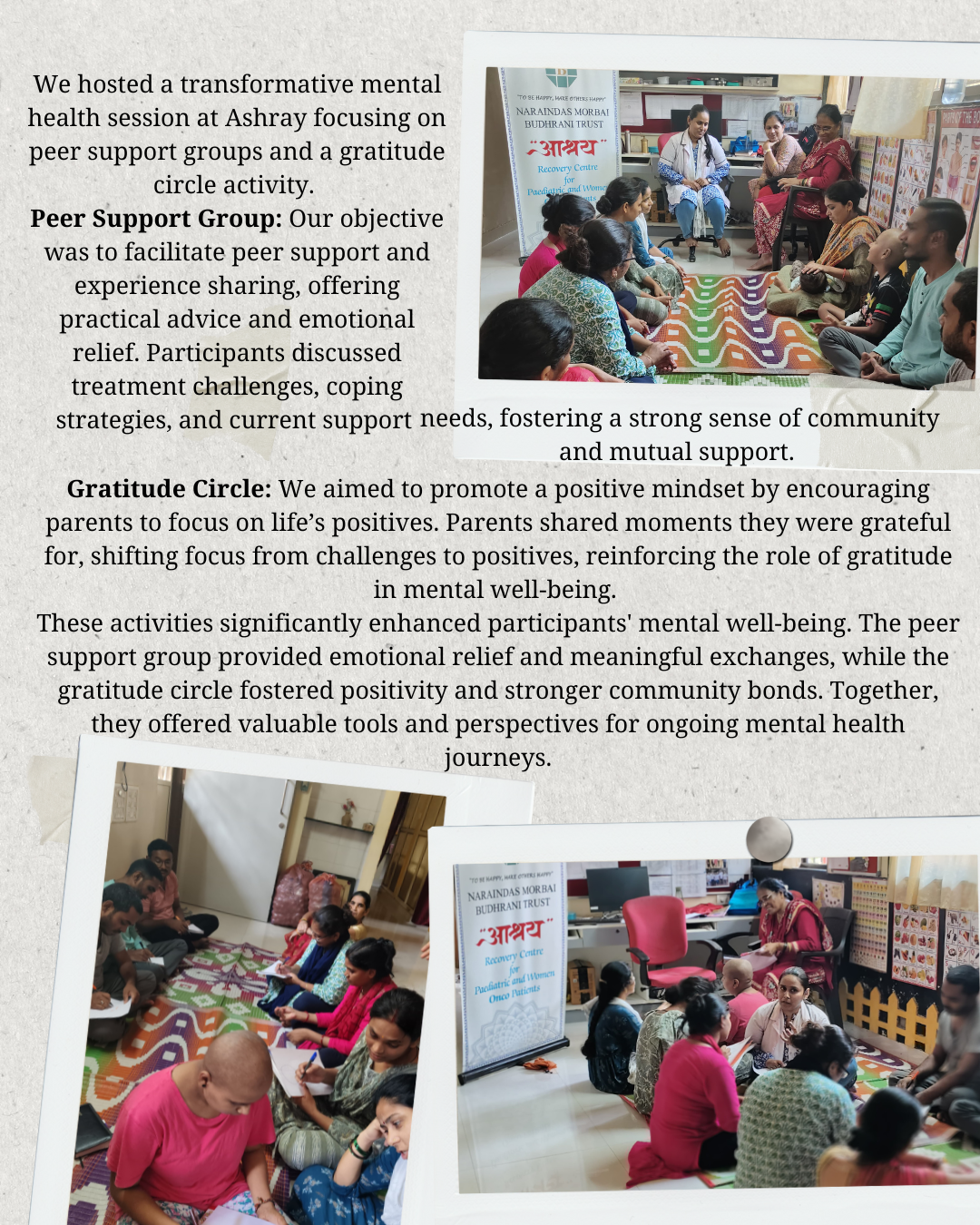 Transformative Mental Health session in Ashray Centre