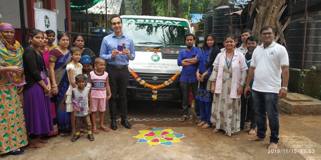 Vehicle dedication ceremony at Ashray Centre
